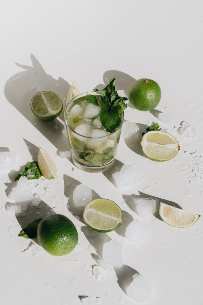 photo of glass with mint leaves